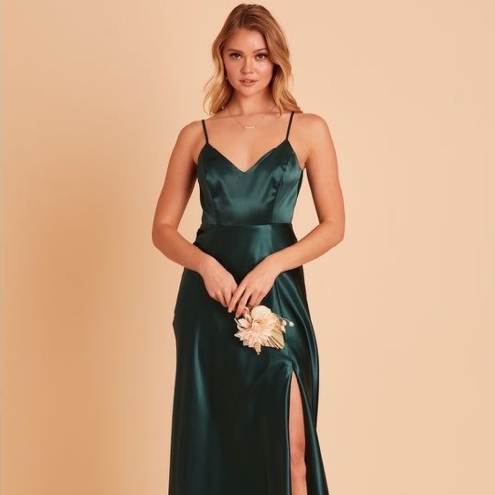 Satin emerald dress